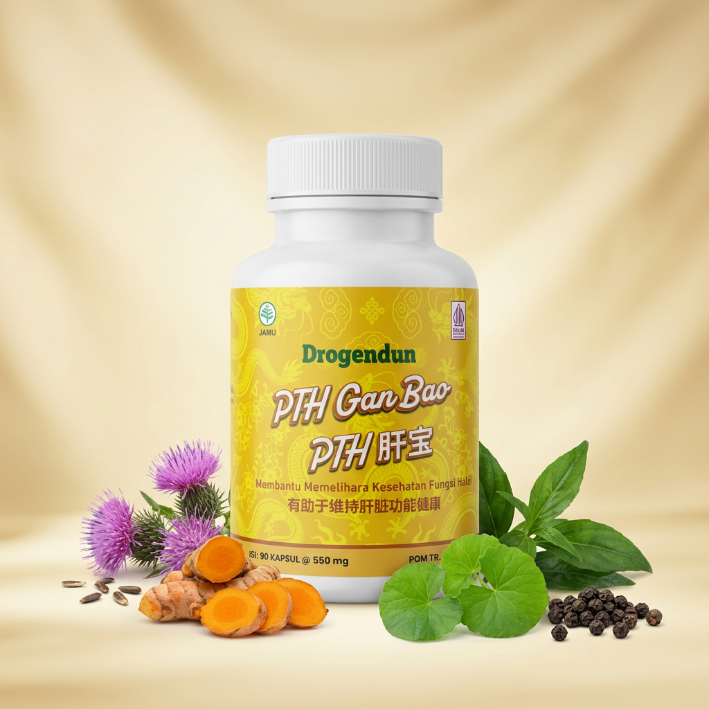 Botol PTH Gan Bao dengan tanaman herbal
