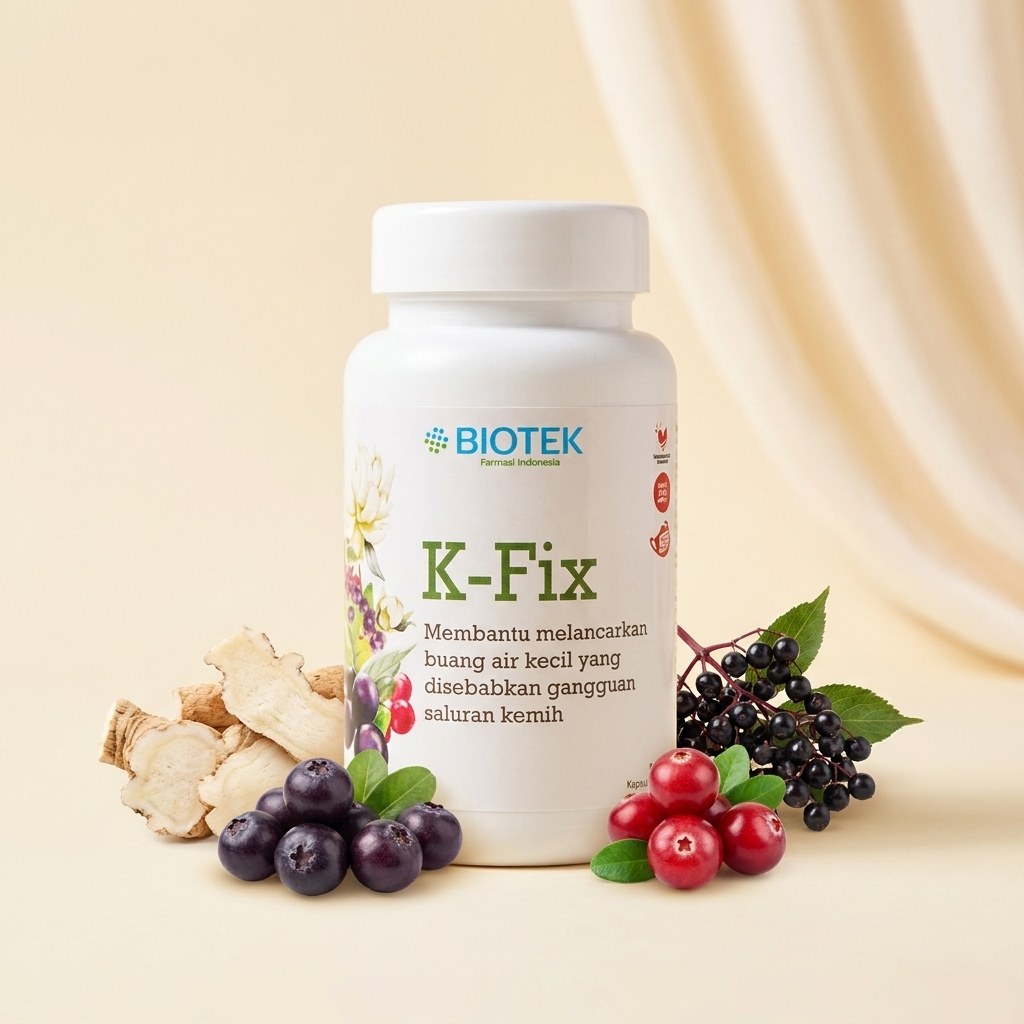 Kemasan K-Fix Biotek dengan bahan herbal