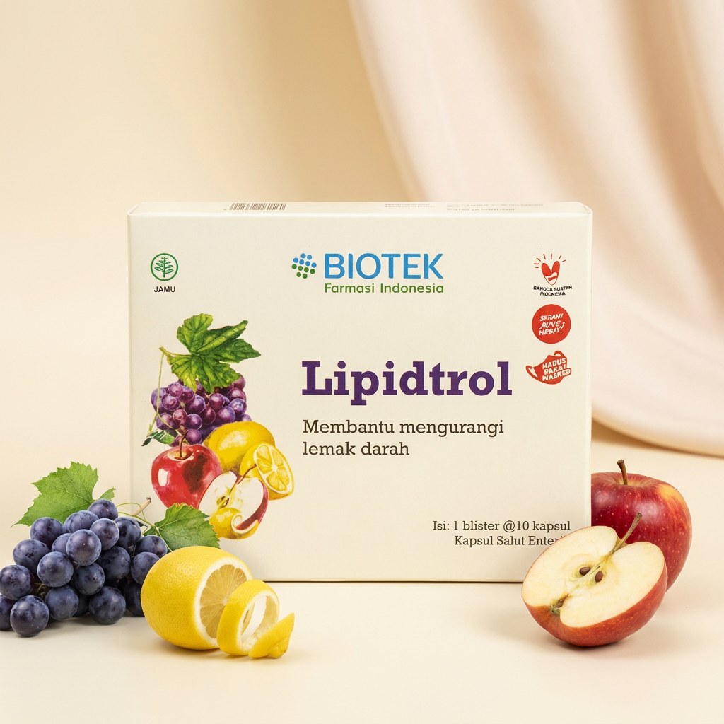 Kemasan Lipidtrol Biotek dengan bahan herbal