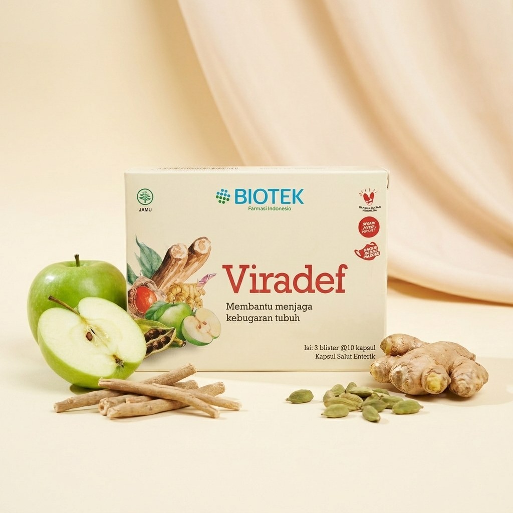 Kemasan Viradef Biotek dengan bahan herbal